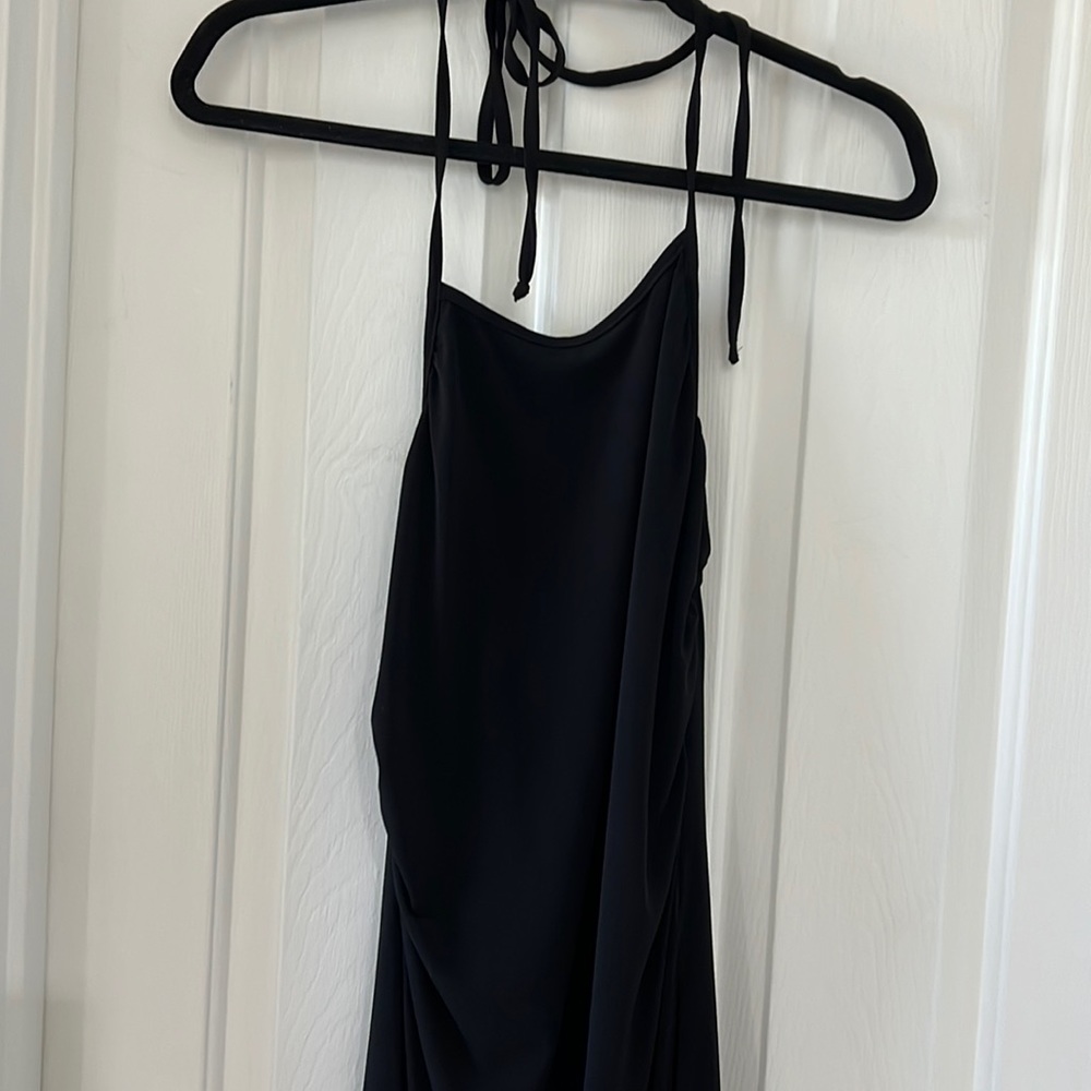 Black long halter top dress